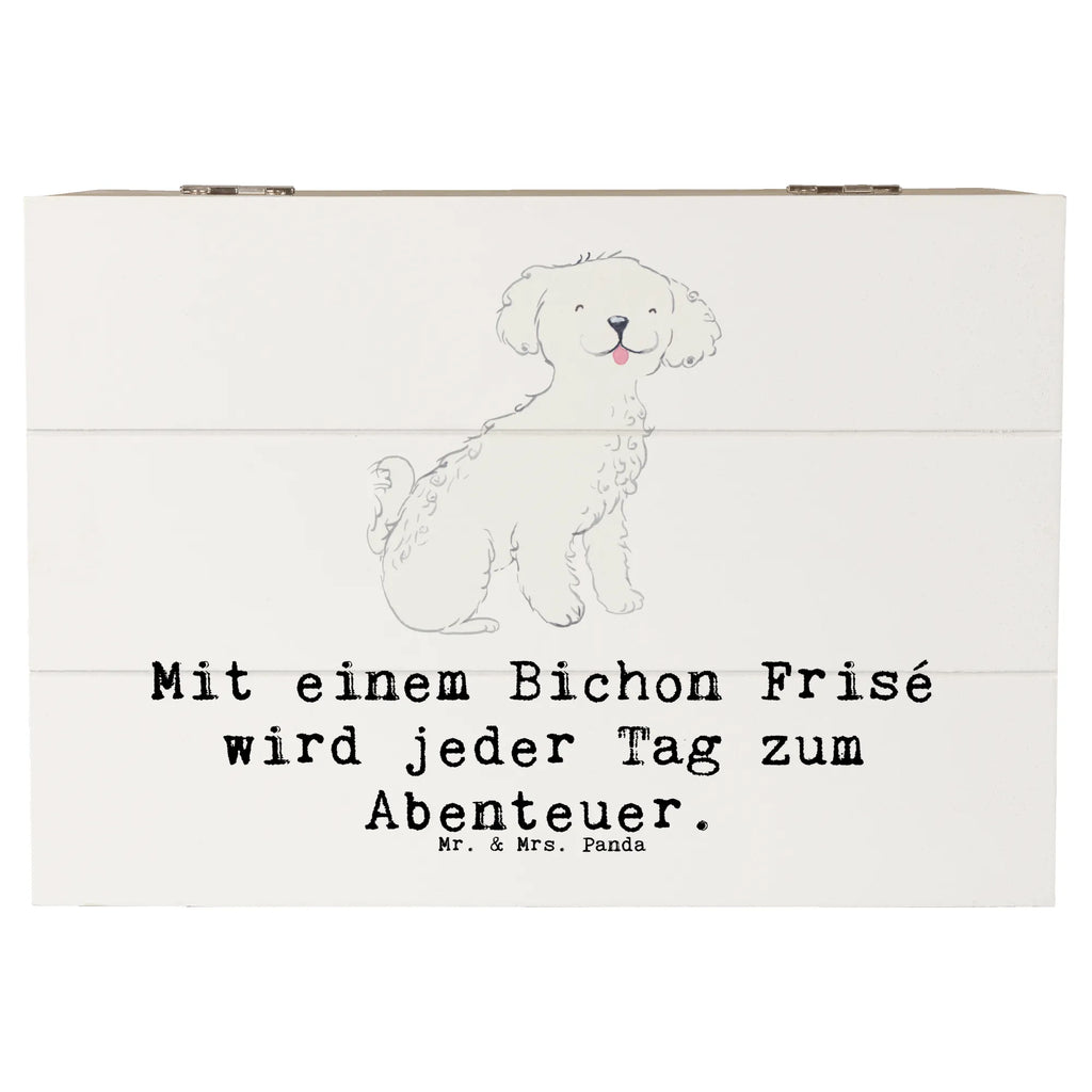 Holzkiste Mit einem Bichon Frisé wird jeder Tag zum Abenteuer. Dekokiste, Geschenkbox, XXL, Schatzkiste, Holzkiste, Erinnerungsbox, Schatulle, Truhe, Geschenkdose, Erinnerungskiste, Aufbewahrungsbox, Kiste, Hund, Hunderasse, Rassehund, Hundebesitzer, Geschenk, Tierfreund, Schenken, Welpe