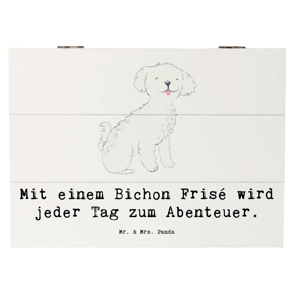 Holzkiste Mit einem Bichon Frisé wird jeder Tag zum Abenteuer. Dekokiste, Geschenkbox, XXL, Schatzkiste, Holzkiste, Erinnerungsbox, Schatulle, Truhe, Geschenkdose, Erinnerungskiste, Aufbewahrungsbox, Kiste, Hund, Hunderasse, Rassehund, Hundebesitzer, Geschenk, Tierfreund, Schenken, Welpe