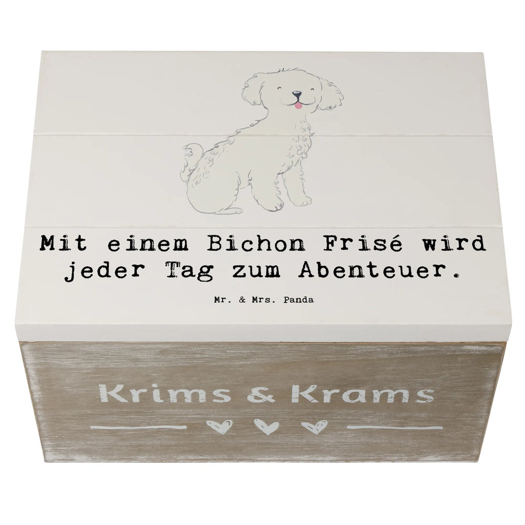 Holzkiste Mit einem Bichon Frisé wird jeder Tag zum Abenteuer. Dekokiste, Geschenkbox, XXL, Schatzkiste, Holzkiste, Erinnerungsbox, Schatulle, Truhe, Geschenkdose, Erinnerungskiste, Aufbewahrungsbox, Kiste, Hund, Hunderasse, Rassehund, Hundebesitzer, Geschenk, Tierfreund, Schenken, Welpe