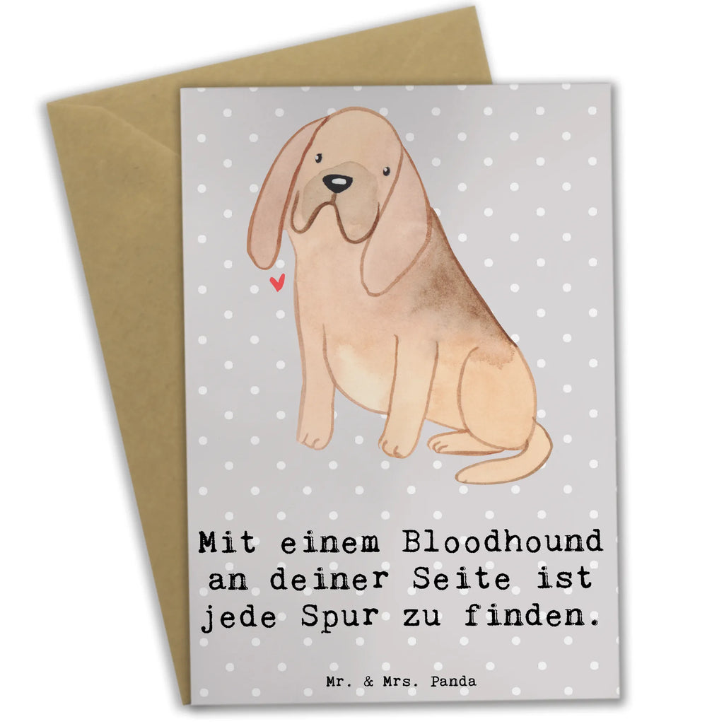 Greetings card Mit einem Bloodhound an deiner Seite ist jede Spur zu finden. Hochzeitskarte, Karte, Glückwunschkarte, Klappkarte, Einladungskarte, Grußkarte, Ansichtskarten, Geburtstagskarte, Hund, Hunderasse, Rassehund, Hundebesitzer, Geschenk, Tierfreund, Schenken, Welpe