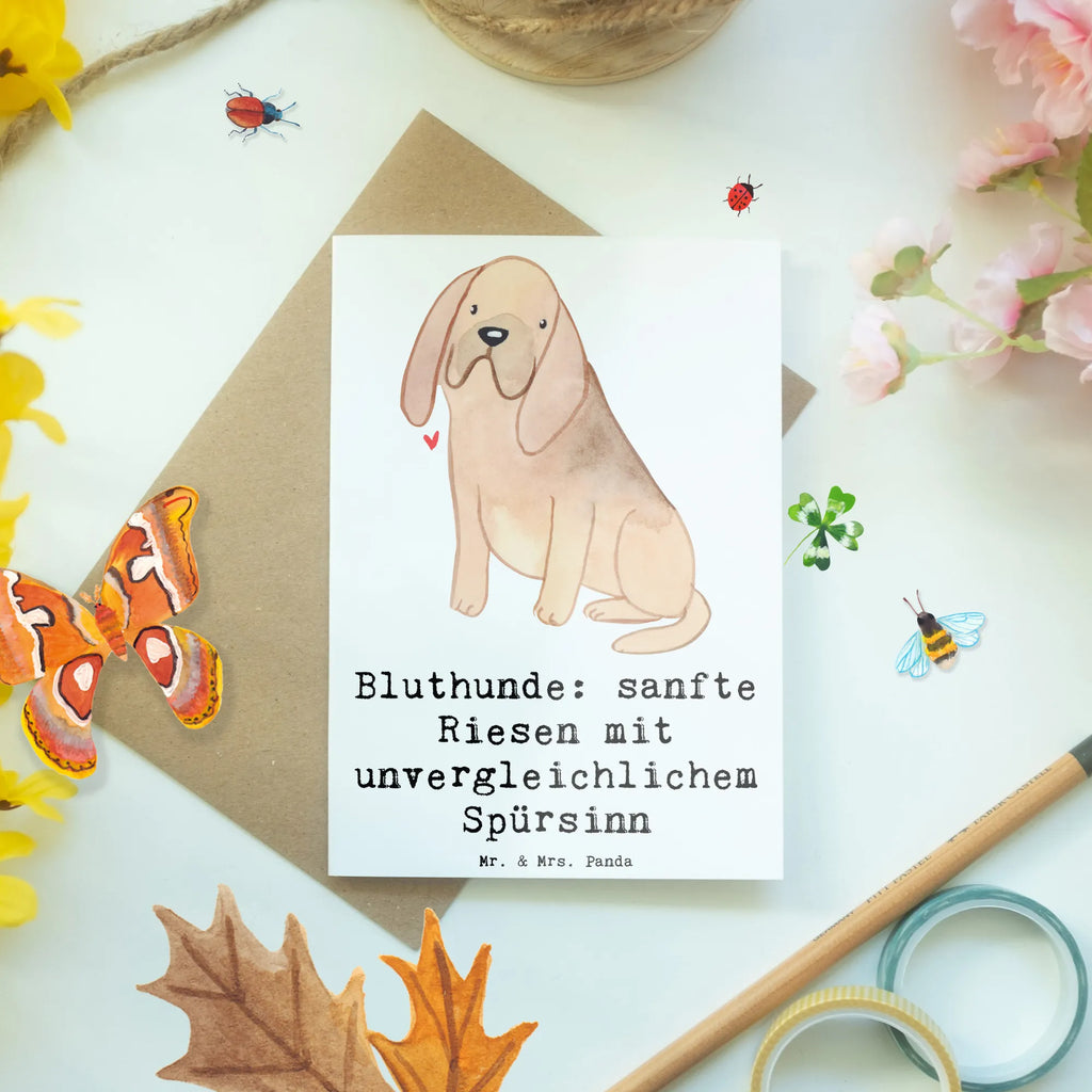 Greetings card Bluthunde: sanfte Riesen mit unvergleichlichem Spürsinn Grußkarte, Hochzeitskarte, Geburtstagskarte, Karte, Ansichtskarten, Einladungskarte, Glückwunschkarte, Klappkarte, Hund, Hunderasse, Rassehund, Hundebesitzer, Geschenk, Tierfreund, Schenken, Welpe