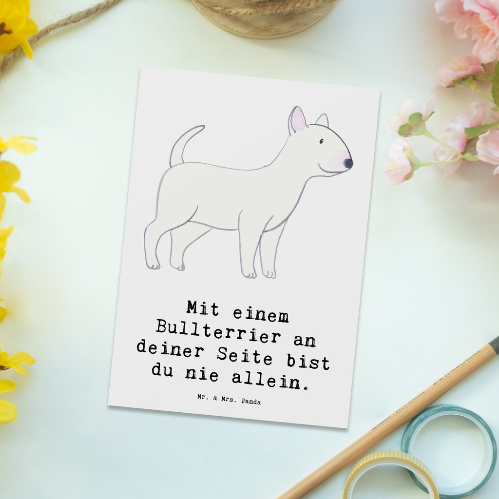 Postkarte Bullterrier Begleiter Grußkarte, Ansichtskarte, Geburtstagskarte, Einladungskarte, Ansichtskarten, Dankeskarte, Postkarte, Einladung, Karte, Einladung Geburtstag, Geschenkkarte, Einladungskarten Geburtstag, Hund, Hunderasse, Rassehund, Hundebesitzer, Geschenk, Tierfreund, Schenken, Welpe