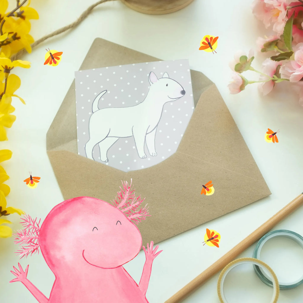 Greetings card Mit einem Bullterrier an deiner Seite bist du nie allein. Geburtstagskarte, Hochzeitskarte, Glückwunschkarte, Karte, Ansichtskarten, Grußkarte, Klappkarte, Einladungskarte, Hund, Hunderasse, Rassehund, Hundebesitzer, Geschenk, Tierfreund, Schenken, Welpe