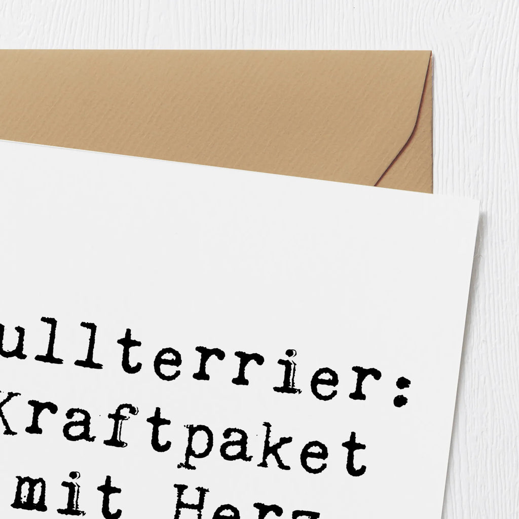 Deluxe Karte Spruch Bullterrier Kraftpaket Karte, Hochzeitskarte, Einladungskarte, Hochwertige Grußkarte, Hochwertige Klappkarte, Klappkarte, Glückwunschkarte, Geburtstagskarte, Grußkarte, Hund, Hunderasse, Rassehund, Hundebesitzer, Geschenk, Tierfreund, Schenken, Welpe