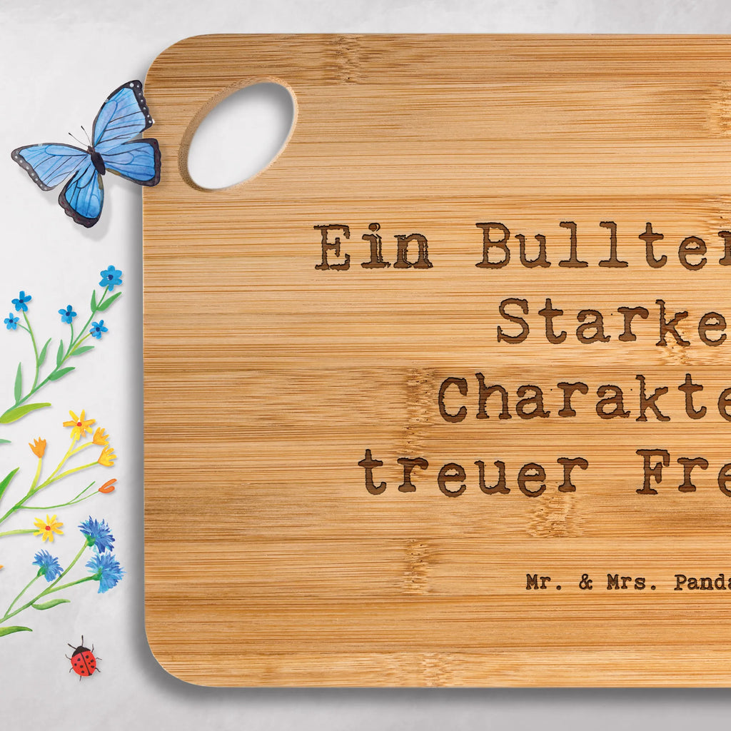 Bamboo chopping board Saying Ein Bullterrier: Starker Charakter, treuer Freund. engraving, wood, nature, solid, cutting block, kitchen board, dulcimer, robust, bamboo, kitchen, breakfast board, carving board, cutting board, board, slices, breakfast, Dog, dog breed, purebred dog, dog owner, gift, animal lover, giving, puppy