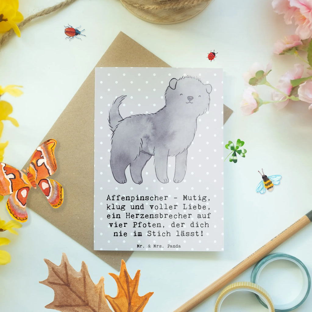 Greetings card Affenpinscher - Mutig, klug und voller Liebe, ein Herzensbrecher auf vier Pfoten, der dich nie im Stich lässt! Glückwunschkarte, Hochzeitskarte, Geburtstagskarte, Grußkarte, Karte, Ansichtskarten, Einladungskarte, Klappkarte, Hund, Hunderasse, Rassehund, Hundebesitzer, Geschenk, Tierfreund, Schenken, Welpe