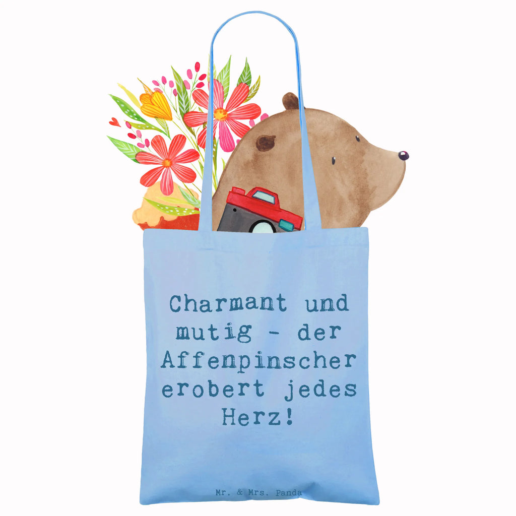 Tote bag Saying Charmant und mutig - der Affenpinscher erobert jedes Herz! Shopper, Tasche, Jutetasche, Schultertasche, Tragetasche, Einkaufstüte, Umhängetasche, Beuteltasche, Badetasche, Jutebeutel, Laptoptasche, Stofftasche, Stoffbeutel, Beutel, Einkaufstasche, Strandtasche, Hund, Hunderasse, Rassehund, Hundebesitzer, Geschenk, Tierfreund, Schenken, Welpe