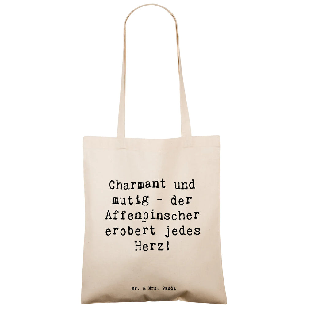 Tote bag Saying Charmant und mutig - der Affenpinscher erobert jedes Herz! Shopper, Tasche, Jutetasche, Schultertasche, Tragetasche, Einkaufstüte, Umhängetasche, Beuteltasche, Badetasche, Jutebeutel, Laptoptasche, Stofftasche, Stoffbeutel, Beutel, Einkaufstasche, Strandtasche, Hund, Hunderasse, Rassehund, Hundebesitzer, Geschenk, Tierfreund, Schenken, Welpe