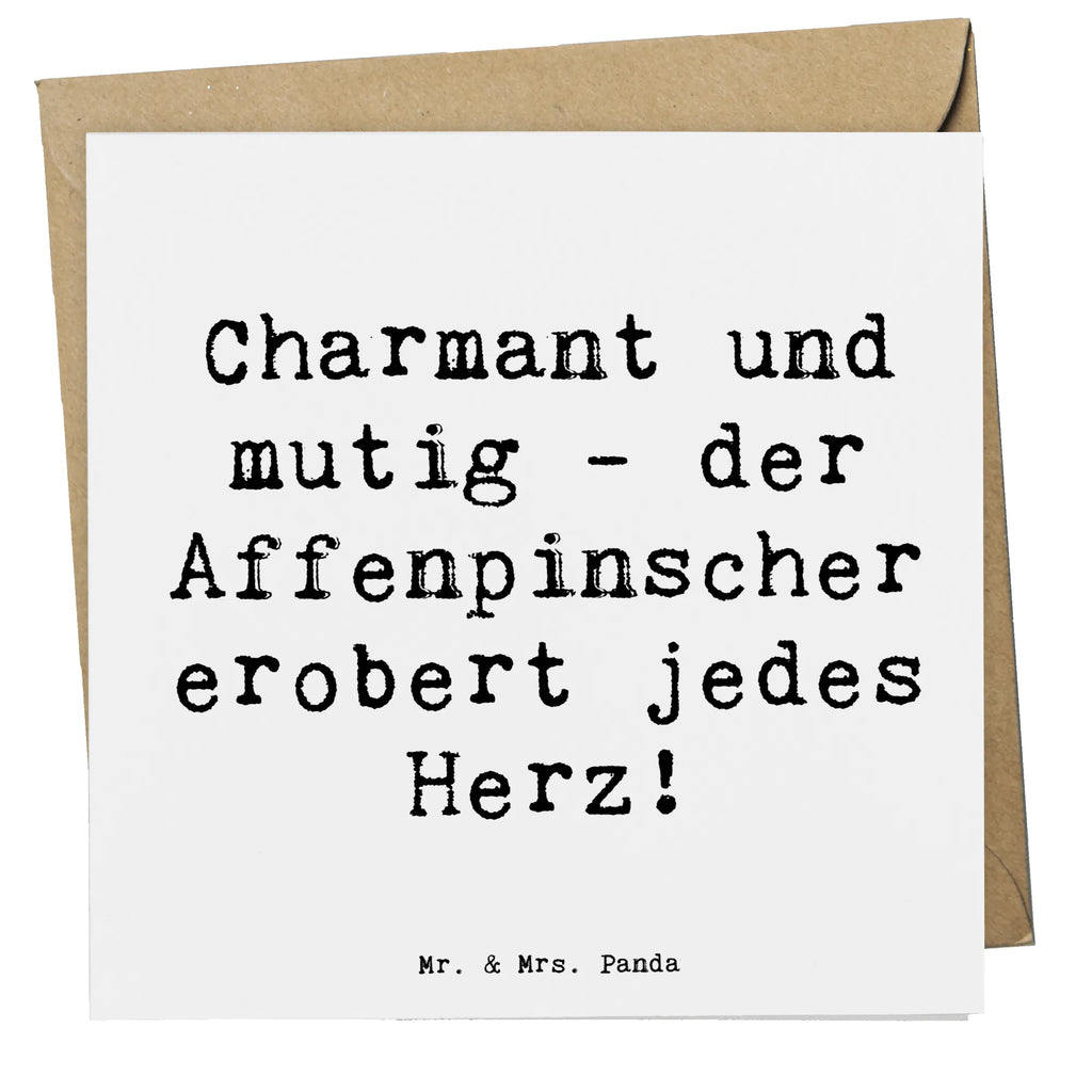 Deluxe Card Saying Charmant und mutig - der Affenpinscher erobert jedes Herz! Hochwertige Grußkarte, Geburtstagskarte, Glückwunschkarte, Hochzeitskarte, Einladungskarte, Karte, Grußkarte, Klappkarte, Hochwertige Klappkarte, Hund, Hunderasse, Rassehund, Hundebesitzer, Geschenk, Tierfreund, Schenken, Welpe
