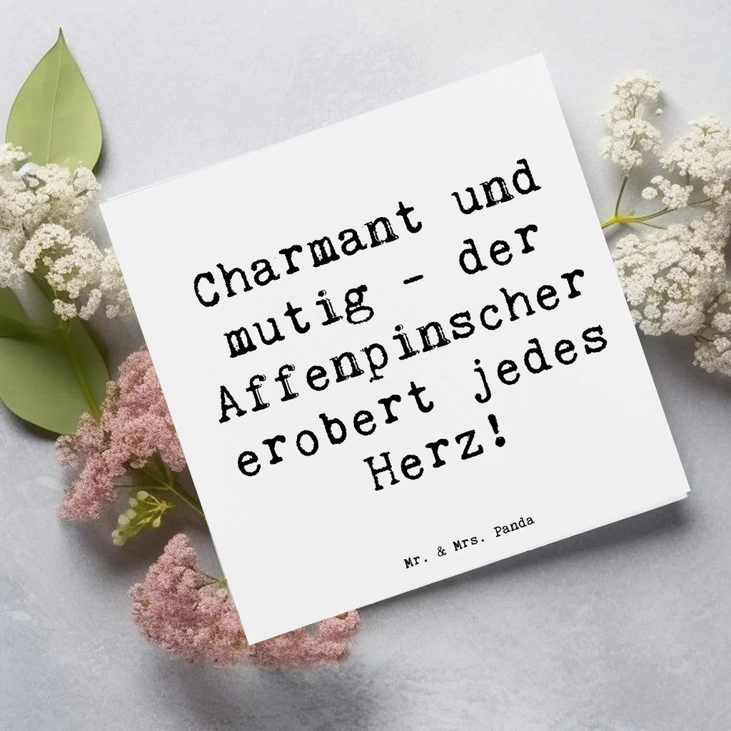 Deluxe Card Saying Charmant und mutig - der Affenpinscher erobert jedes Herz! Hochwertige Grußkarte, Geburtstagskarte, Glückwunschkarte, Hochzeitskarte, Einladungskarte, Karte, Grußkarte, Klappkarte, Hochwertige Klappkarte, Hund, Hunderasse, Rassehund, Hundebesitzer, Geschenk, Tierfreund, Schenken, Welpe