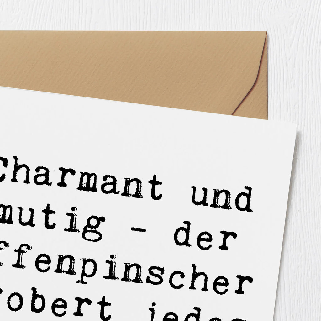Deluxe Card Saying Charmant und mutig - der Affenpinscher erobert jedes Herz! Hochwertige Grußkarte, Geburtstagskarte, Glückwunschkarte, Hochzeitskarte, Einladungskarte, Karte, Grußkarte, Klappkarte, Hochwertige Klappkarte, Hund, Hunderasse, Rassehund, Hundebesitzer, Geschenk, Tierfreund, Schenken, Welpe
