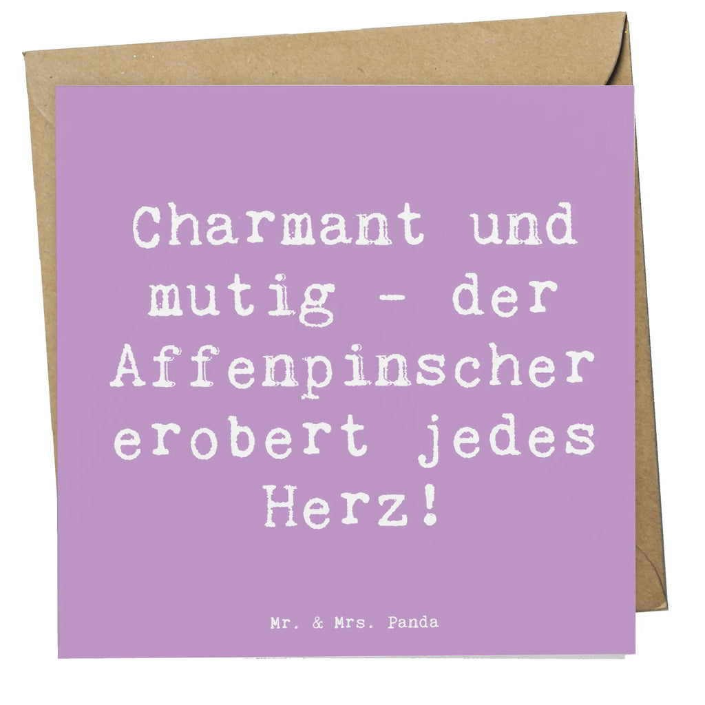 Deluxe Card Saying Charmant und mutig - der Affenpinscher erobert jedes Herz! Hochwertige Grußkarte, Geburtstagskarte, Glückwunschkarte, Hochzeitskarte, Einladungskarte, Karte, Grußkarte, Klappkarte, Hochwertige Klappkarte, Hund, Hunderasse, Rassehund, Hundebesitzer, Geschenk, Tierfreund, Schenken, Welpe