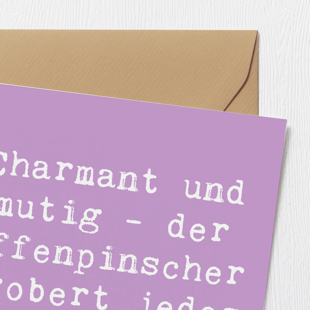 Deluxe Card Saying Charmant und mutig - der Affenpinscher erobert jedes Herz! Hochwertige Grußkarte, Geburtstagskarte, Glückwunschkarte, Hochzeitskarte, Einladungskarte, Karte, Grußkarte, Klappkarte, Hochwertige Klappkarte, Hund, Hunderasse, Rassehund, Hundebesitzer, Geschenk, Tierfreund, Schenken, Welpe