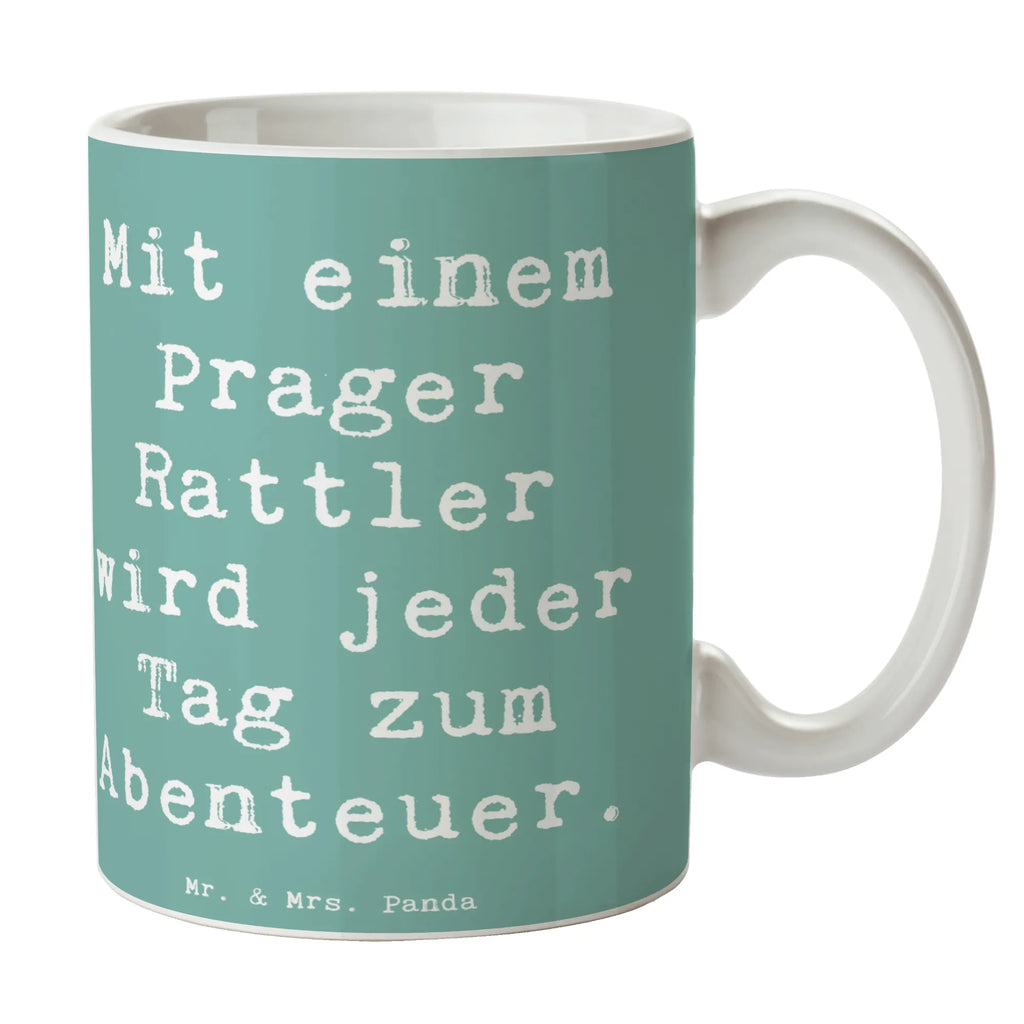 Mug Saying Mit einem Prager Rattler wird jeder Tag zum Abenteuer. Tasse, Kaffeetasse, Tasse mit Zitaten, Teetasse, Geschenktasse, Porzellantasse, Tasse mit Motiven, Bürotasse, Keramiktasse, Hund, Hunderasse, Rassehund, Hundebesitzer, Geschenk, Tierfreund, Schenken, Welpe