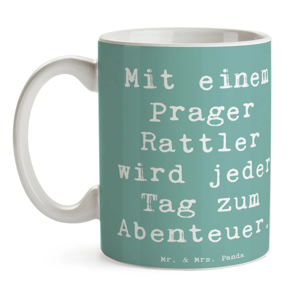 Mug Saying Mit einem Prager Rattler wird jeder Tag zum Abenteuer. Tasse, Kaffeetasse, Tasse mit Zitaten, Teetasse, Geschenktasse, Porzellantasse, Tasse mit Motiven, Bürotasse, Keramiktasse, Hund, Hunderasse, Rassehund, Hundebesitzer, Geschenk, Tierfreund, Schenken, Welpe