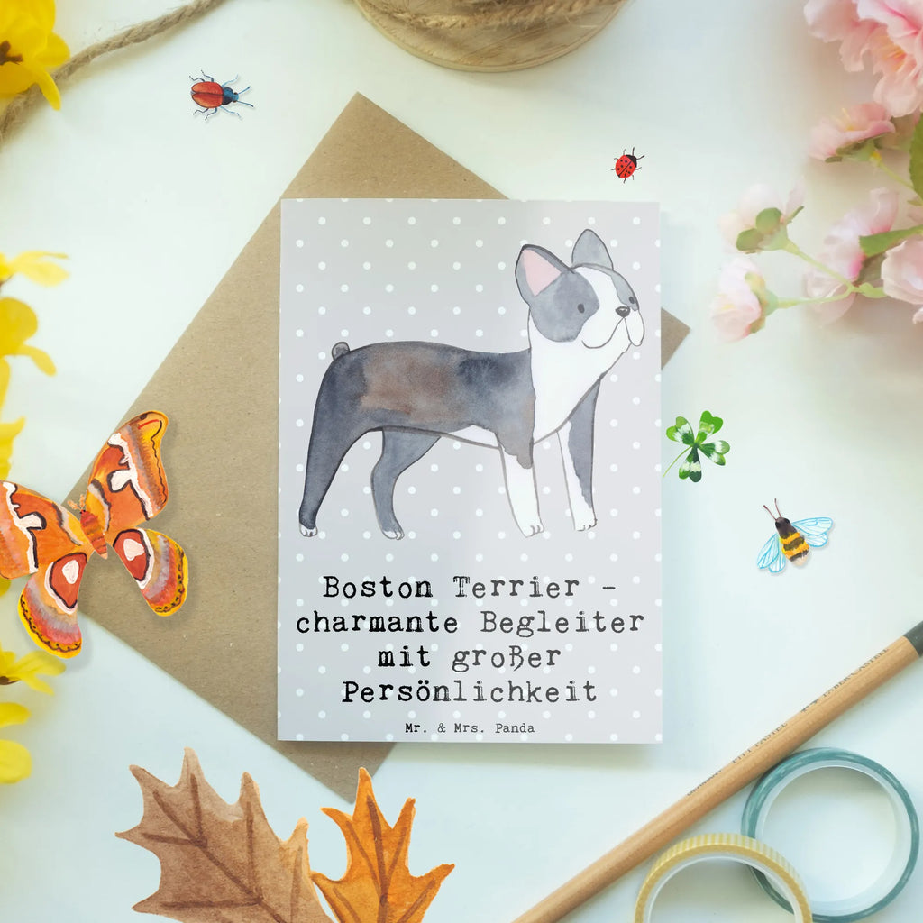 Greetings card Boston Terrier - charmante Begleiter mit großer Persönlichkeit Geburtstagskarte, Karte, Glückwunschkarte, Klappkarte, Hochzeitskarte, Grußkarte, Einladungskarte, Ansichtskarten, Hund, Hunderasse, Rassehund, Hundebesitzer, Geschenk, Tierfreund, Schenken, Welpe