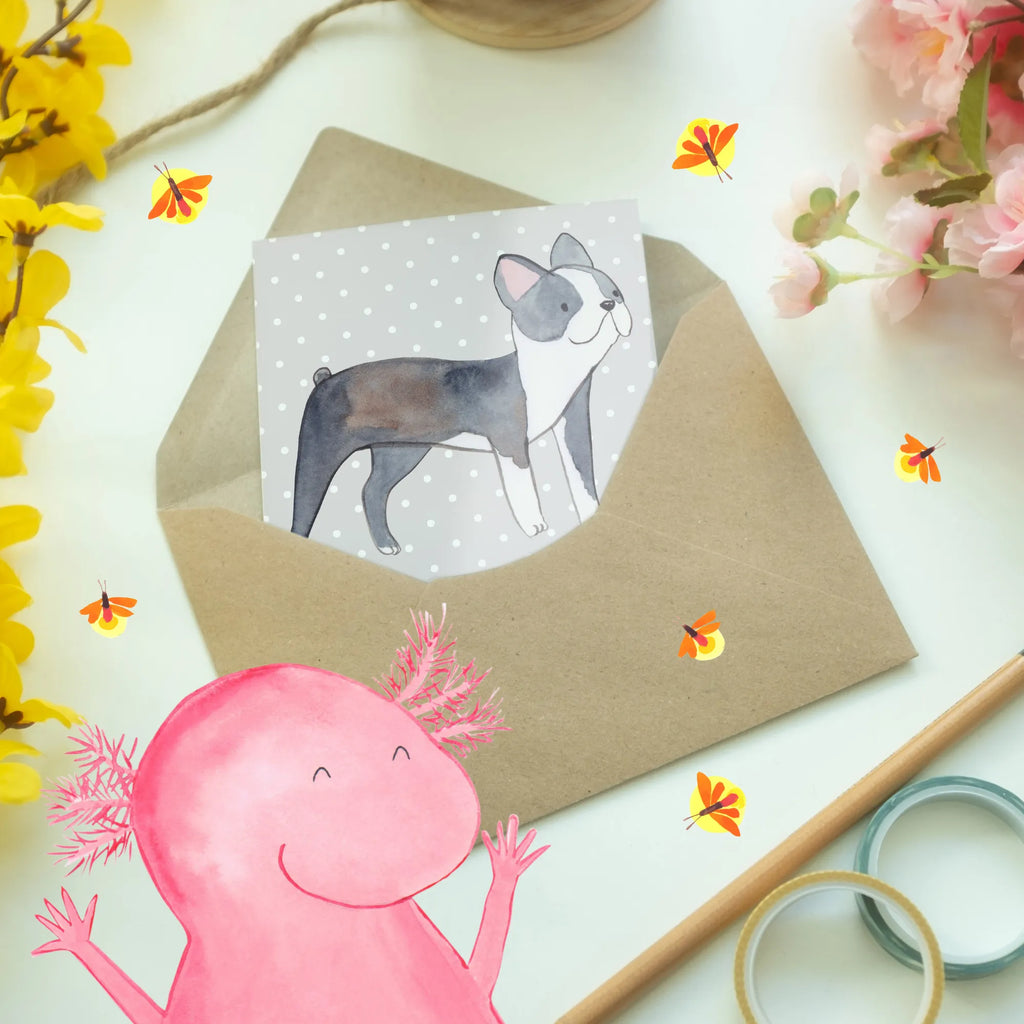 Grußkarte Boston Terrier Gentleman Ansichtskarten, Karte, Klappkarte, Einladungskarte, Grußkarte, Geburtstagskarte, Hochzeitskarte, Glückwunschkarte, Hund, Hunderasse, Rassehund, Hundebesitzer, Geschenk, Tierfreund, Schenken, Welpe