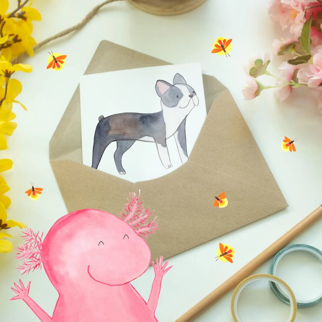 Grußkarte Boston Terrier Gentleman Ansichtskarten, Karte, Klappkarte, Einladungskarte, Grußkarte, Geburtstagskarte, Hochzeitskarte, Glückwunschkarte, Hund, Hunderasse, Rassehund, Hundebesitzer, Geschenk, Tierfreund, Schenken, Welpe