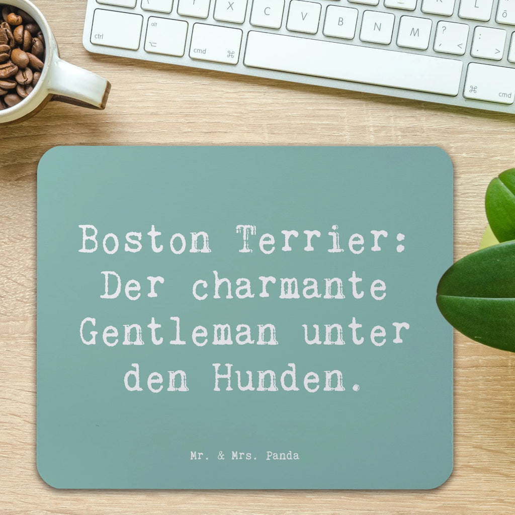 Mouse mat Saying Boston Terrier: Der charmante Gentleman unter den Hunden. Computer zubehör, Einzigartiges Mauspad, Designer Mauspad, Mausunterlage, Mauspad, Mauspad Büro, Mousepad, Arbeitszimmer, Büroausstattung, PC Zubehör, Hund, Hunderasse, Rassehund, Hundebesitzer, Geschenk, Tierfreund, Schenken, Welpe