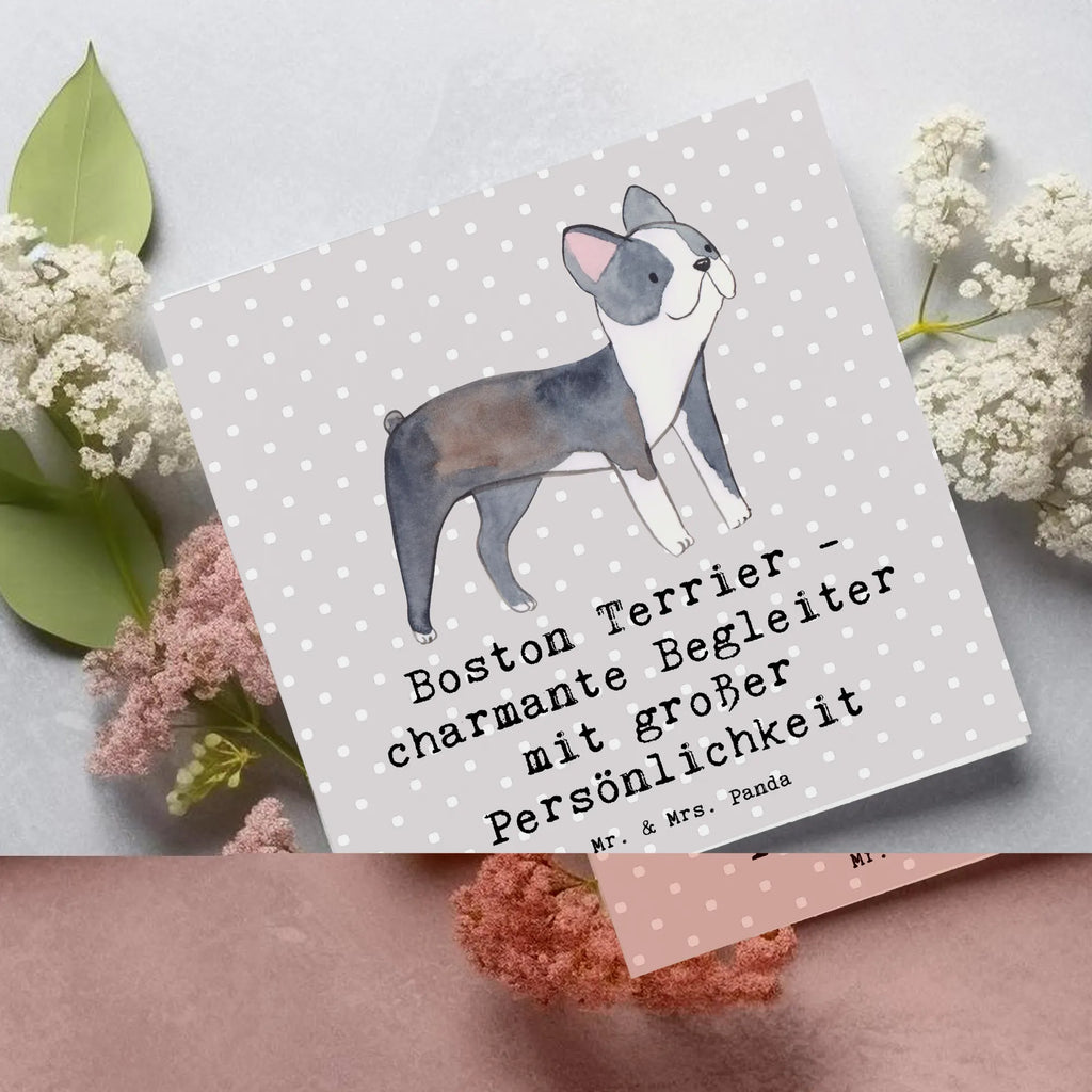 Deluxe Card Boston Terrier - charmante Begleiter mit großer Persönlichkeit Klappkarte, Karte, Einladungskarte, Geburtstagskarte, Hochzeitskarte, Hochwertige Klappkarte, Hochwertige Grußkarte, Grußkarte, Glückwunschkarte, Hund, Hunderasse, Rassehund, Hundebesitzer, Geschenk, Tierfreund, Schenken, Welpe