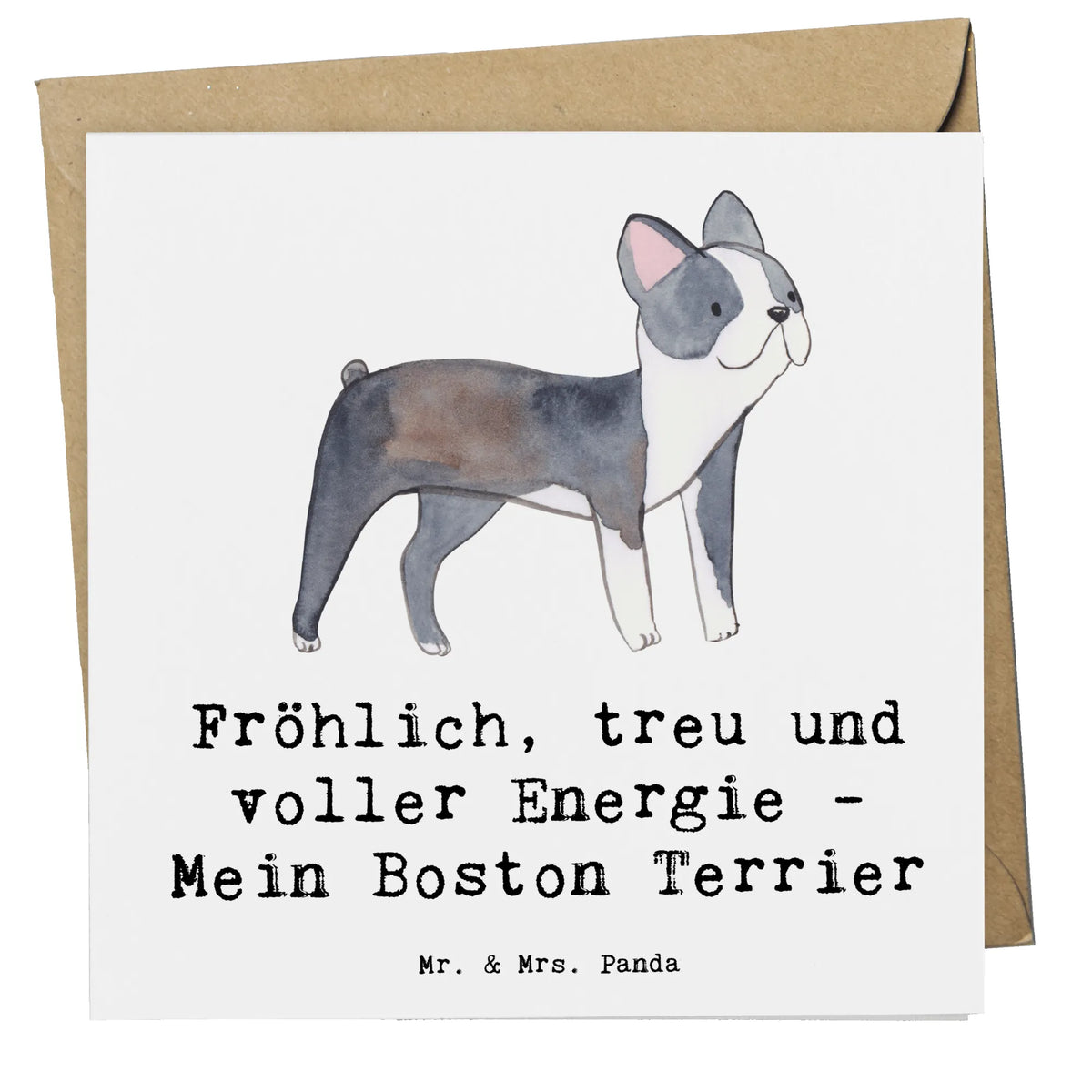 Karta Deluxe Fröhlich, treu und voller Energie - Mein Boston Terrier dawanie, prezent, Pies, rasa psa, pies rasowy, właściciel psa, miłośnik zwierząt, szczeniak