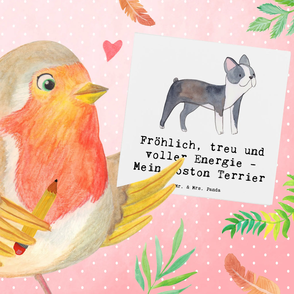 Deluxe Card Fröhlich, treu und voller Energie - Mein Boston Terrier Geburtstagskarte, Grußkarte, Glückwunschkarte, Einladungskarte, Karte, Hochwertige Grußkarte, Hochzeitskarte, Klappkarte, Hochwertige Klappkarte, Hund, Hunderasse, Rassehund, Hundebesitzer, Geschenk, Tierfreund, Schenken, Welpe