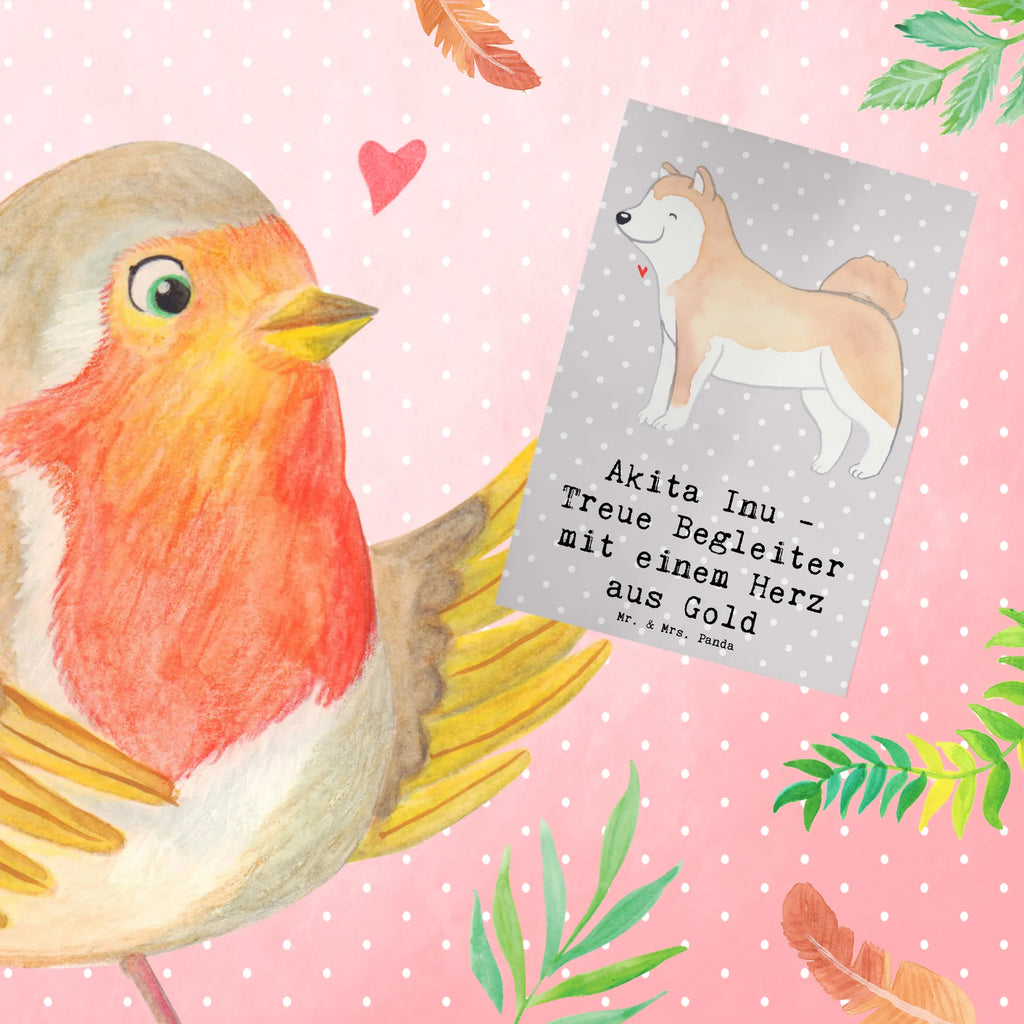 Greetings card Akita Inu - Treue Begleiter mit einem Herz aus Gold Glückwunschkarte, Hochzeitskarte, Einladungskarte, Geburtstagskarte, Grußkarte, Karte, Ansichtskarten, Klappkarte, Hund, Hunderasse, Rassehund, Hundebesitzer, Geschenk, Tierfreund, Schenken, Welpe