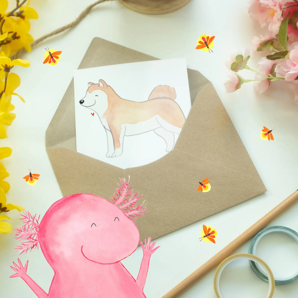 Grußkarte Akita Inu Liebe Hochzeitskarte, Ansichtskarten, Einladungskarte, Karte, Klappkarte, Grußkarte, Glückwunschkarte, Geburtstagskarte, Hund, Hunderasse, Rassehund, Hundebesitzer, Geschenk, Tierfreund, Schenken, Welpe