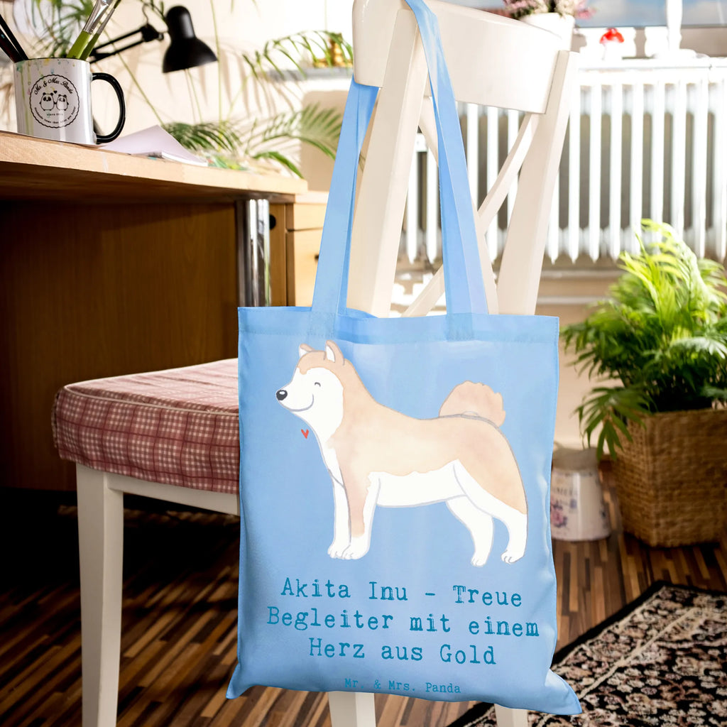 Tote bag Akita Inu - Treue Begleiter mit einem Herz aus Gold Badetasche, Jutebeutel, Umhängetasche, Einkaufstasche, Strandtasche, Tasche, Beutel, Stofftasche, Schultertasche, Laptoptasche, Tragetasche, Einkaufstüte, Shopper, Stoffbeutel, Beuteltasche, Jutetasche, Hund, Hunderasse, Rassehund, Hundebesitzer, Geschenk, Tierfreund, Schenken, Welpe