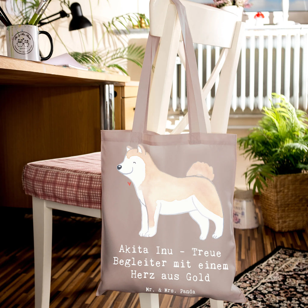 Tote bag Akita Inu - Treue Begleiter mit einem Herz aus Gold Badetasche, Jutebeutel, Umhängetasche, Einkaufstasche, Strandtasche, Tasche, Beutel, Stofftasche, Schultertasche, Laptoptasche, Tragetasche, Einkaufstüte, Shopper, Stoffbeutel, Beuteltasche, Jutetasche, Hund, Hunderasse, Rassehund, Hundebesitzer, Geschenk, Tierfreund, Schenken, Welpe