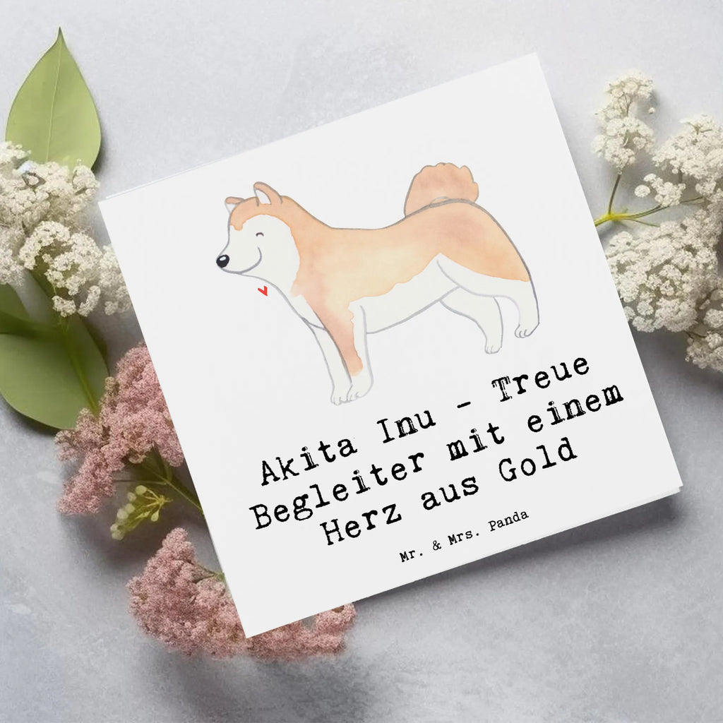 Deluxe Card Akita Inu - Treue Begleiter mit einem Herz aus Gold Hochwertige Klappkarte, Einladungskarte, Glückwunschkarte, Hochwertige Grußkarte, Geburtstagskarte, Grußkarte, Karte, Hochzeitskarte, Klappkarte, Hund, Hunderasse, Rassehund, Hundebesitzer, Geschenk, Tierfreund, Schenken, Welpe