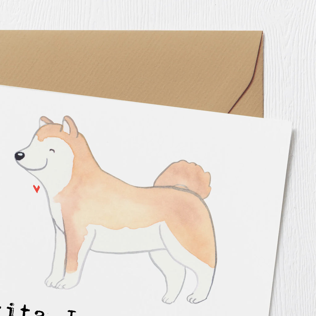 Deluxe Card Akita Inu - Treue Begleiter mit einem Herz aus Gold Hochwertige Klappkarte, Einladungskarte, Glückwunschkarte, Hochwertige Grußkarte, Geburtstagskarte, Grußkarte, Karte, Hochzeitskarte, Klappkarte, Hund, Hunderasse, Rassehund, Hundebesitzer, Geschenk, Tierfreund, Schenken, Welpe