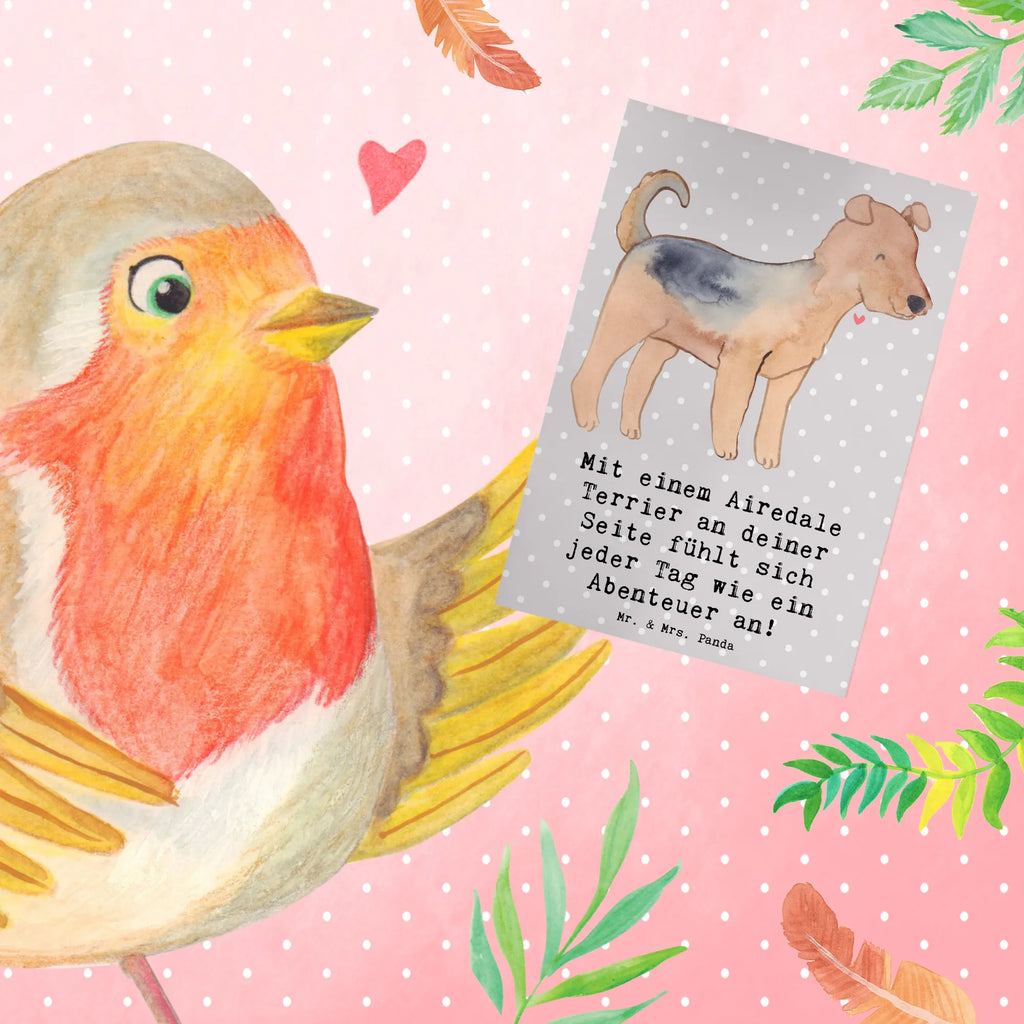 Grußkarte Airedale Terrier Abenteuer Grußkarte, Ansichtskarten, Geburtstagskarte, Einladungskarte, Karte, Glückwunschkarte, Hochzeitskarte, Klappkarte, Hund, Hunderasse, Rassehund, Hundebesitzer, Geschenk, Tierfreund, Schenken, Welpe