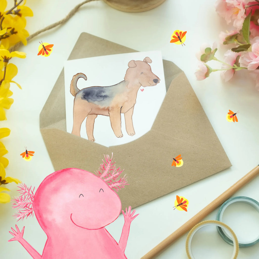 Greetings card Airedale Terrier - Klug, mutig und immer an deiner Seite Glückwunschkarte, Ansichtskarten, Geburtstagskarte, Hochzeitskarte, Einladungskarte, Karte, Grußkarte, Klappkarte, Hund, Hunderasse, Rassehund, Hundebesitzer, Geschenk, Tierfreund, Schenken, Welpe