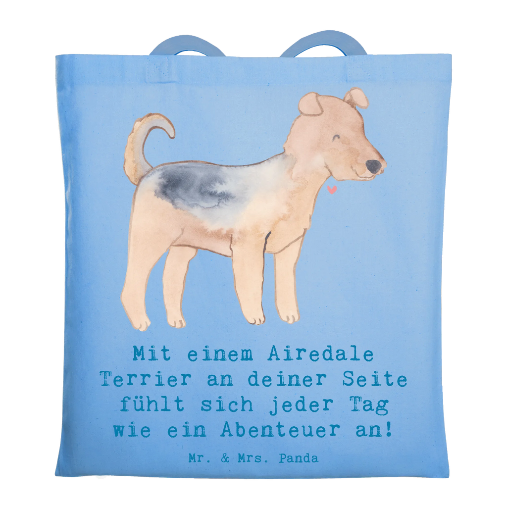 Tragetasche Airedale Terrier Abenteuer Laptoptasche, Beutel, Stofftasche, Jutebeutel, Strandtasche, Tasche, Tragetasche, Badetasche, Jutetasche, Schultertasche, Beuteltasche, Einkaufstasche, Stoffbeutel, Umhängetasche, Shopper, Einkaufstüte, Hund, Hunderasse, Rassehund, Hundebesitzer, Geschenk, Tierfreund, Schenken, Welpe