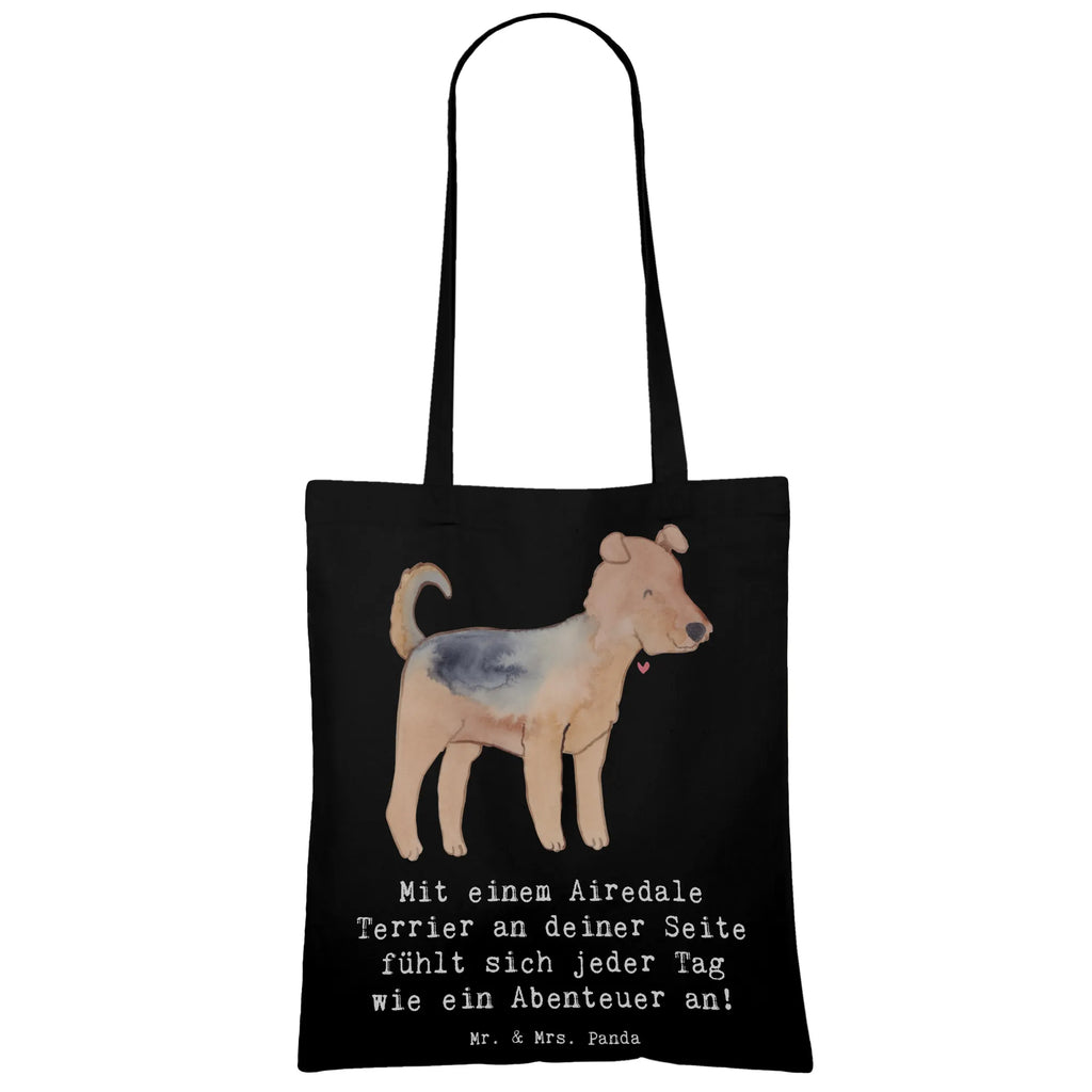 Tragetasche Airedale Terrier Abenteuer Laptoptasche, Beutel, Stofftasche, Jutebeutel, Strandtasche, Tasche, Tragetasche, Badetasche, Jutetasche, Schultertasche, Beuteltasche, Einkaufstasche, Stoffbeutel, Umhängetasche, Shopper, Einkaufstüte, Hund, Hunderasse, Rassehund, Hundebesitzer, Geschenk, Tierfreund, Schenken, Welpe