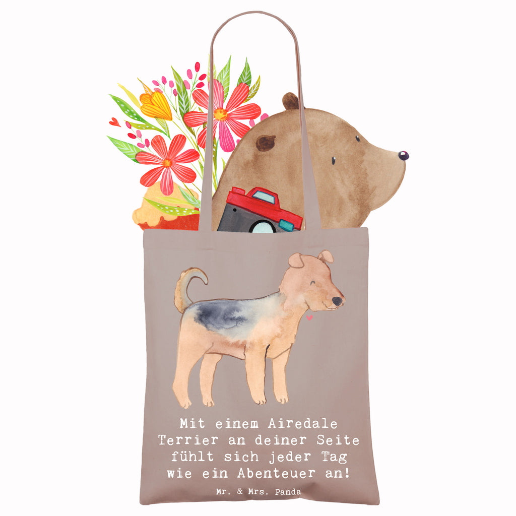 Tragetasche Airedale Terrier Abenteuer Laptoptasche, Beutel, Stofftasche, Jutebeutel, Strandtasche, Tasche, Tragetasche, Badetasche, Jutetasche, Schultertasche, Beuteltasche, Einkaufstasche, Stoffbeutel, Umhängetasche, Shopper, Einkaufstüte, Hund, Hunderasse, Rassehund, Hundebesitzer, Geschenk, Tierfreund, Schenken, Welpe