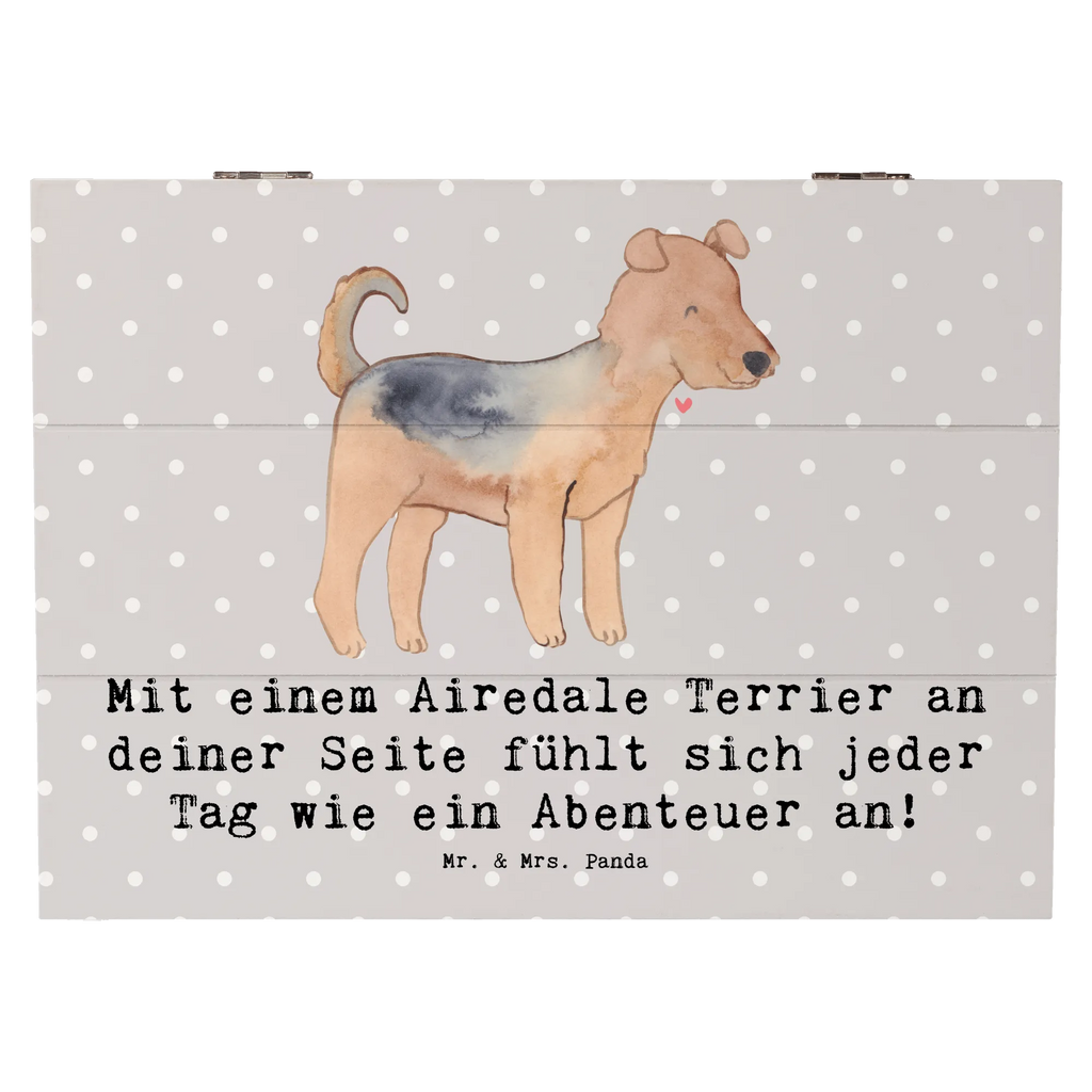 Holzkiste Airedale Terrier Abenteuer Truhe, Kiste, Schatulle, Dekokiste, Erinnerungsbox, XXL, Aufbewahrungsbox, Schatzkiste, Holzkiste, Geschenkbox, Erinnerungskiste, Geschenkdose, Hund, Hunderasse, Rassehund, Hundebesitzer, Geschenk, Tierfreund, Schenken, Welpe