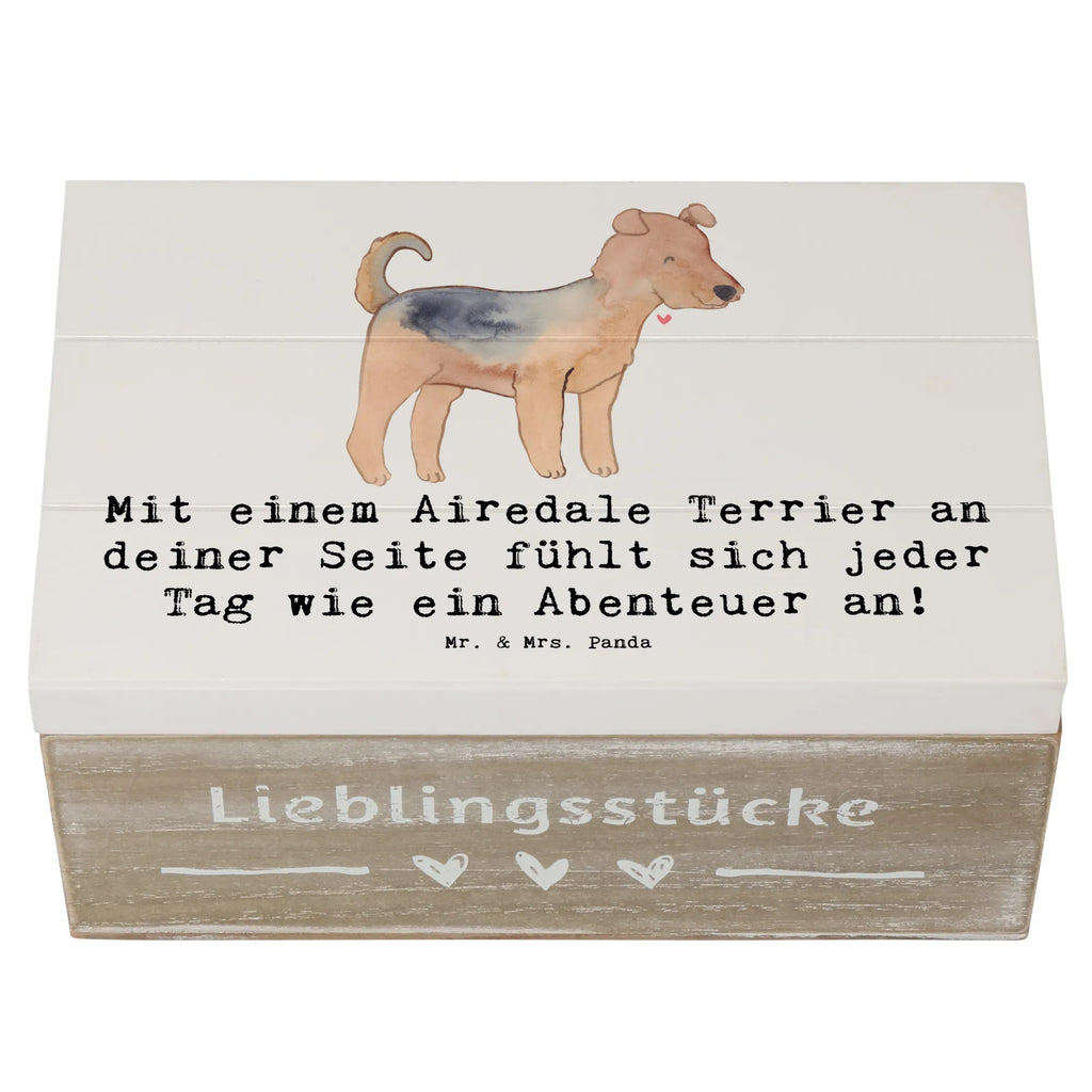 Holzkiste Airedale Terrier Abenteuer Truhe, Kiste, Schatulle, Dekokiste, Erinnerungsbox, XXL, Aufbewahrungsbox, Schatzkiste, Holzkiste, Geschenkbox, Erinnerungskiste, Geschenkdose, Hund, Hunderasse, Rassehund, Hundebesitzer, Geschenk, Tierfreund, Schenken, Welpe