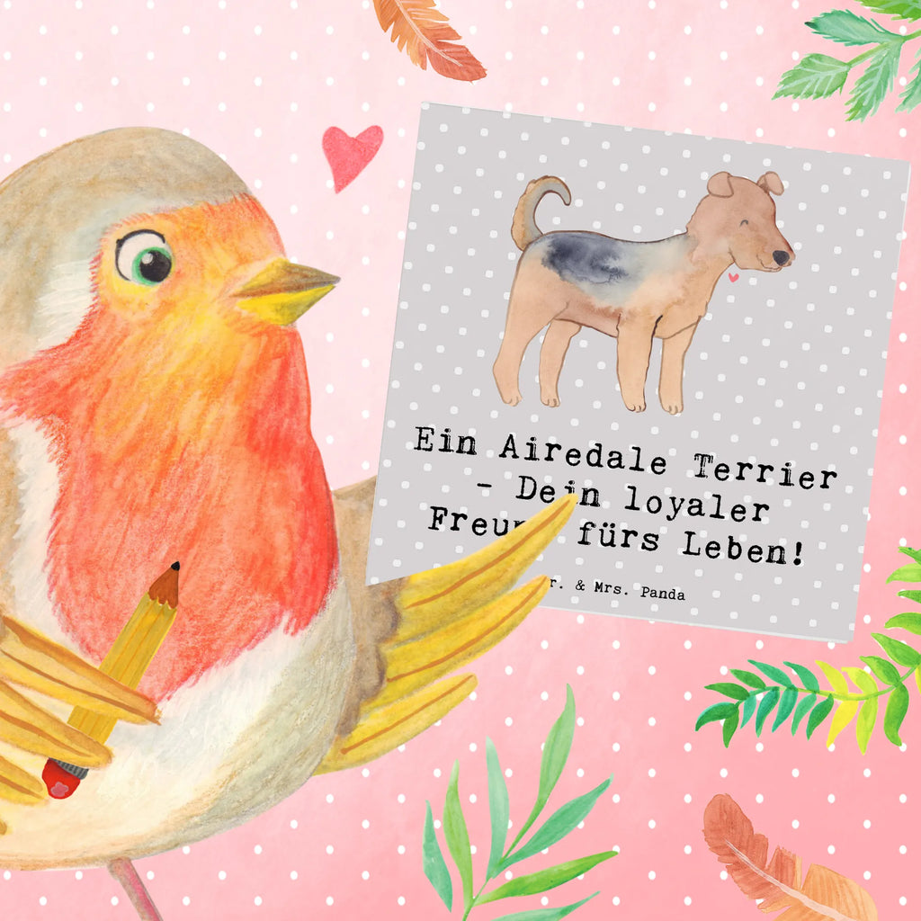 Deluxe Karte Airedale Terrier Karte, Hochwertige Klappkarte, Einladungskarte, Klappkarte, Grußkarte, Hochzeitskarte, Glückwunschkarte, Geburtstagskarte, Hochwertige Grußkarte, Hund, Hunderasse, Rassehund, Hundebesitzer, Geschenk, Tierfreund, Schenken, Welpe