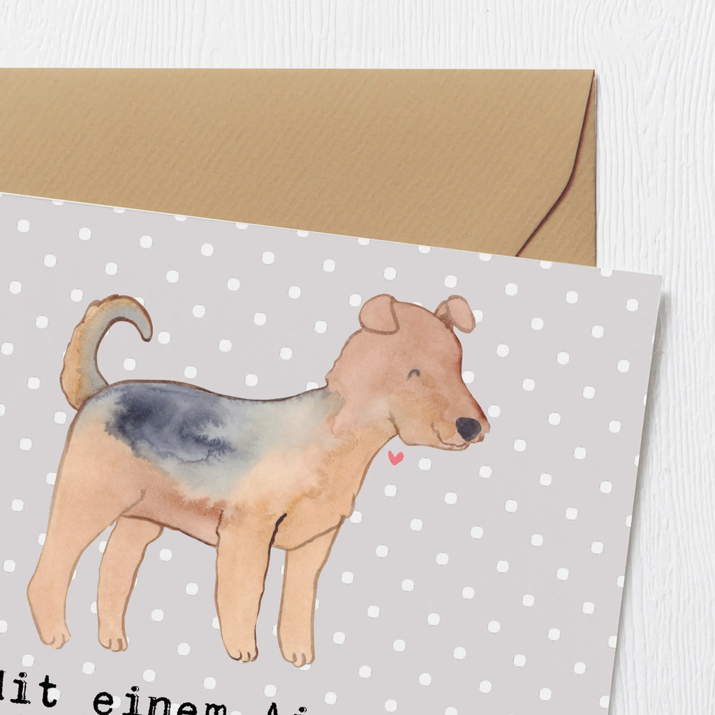 Deluxe Karte Airedale Terrier Abenteuer Hochzeitskarte, Glückwunschkarte, Grußkarte, Hochwertige Klappkarte, Karte, Geburtstagskarte, Klappkarte, Hochwertige Grußkarte, Einladungskarte, Hund, Hunderasse, Rassehund, Hundebesitzer, Geschenk, Tierfreund, Schenken, Welpe