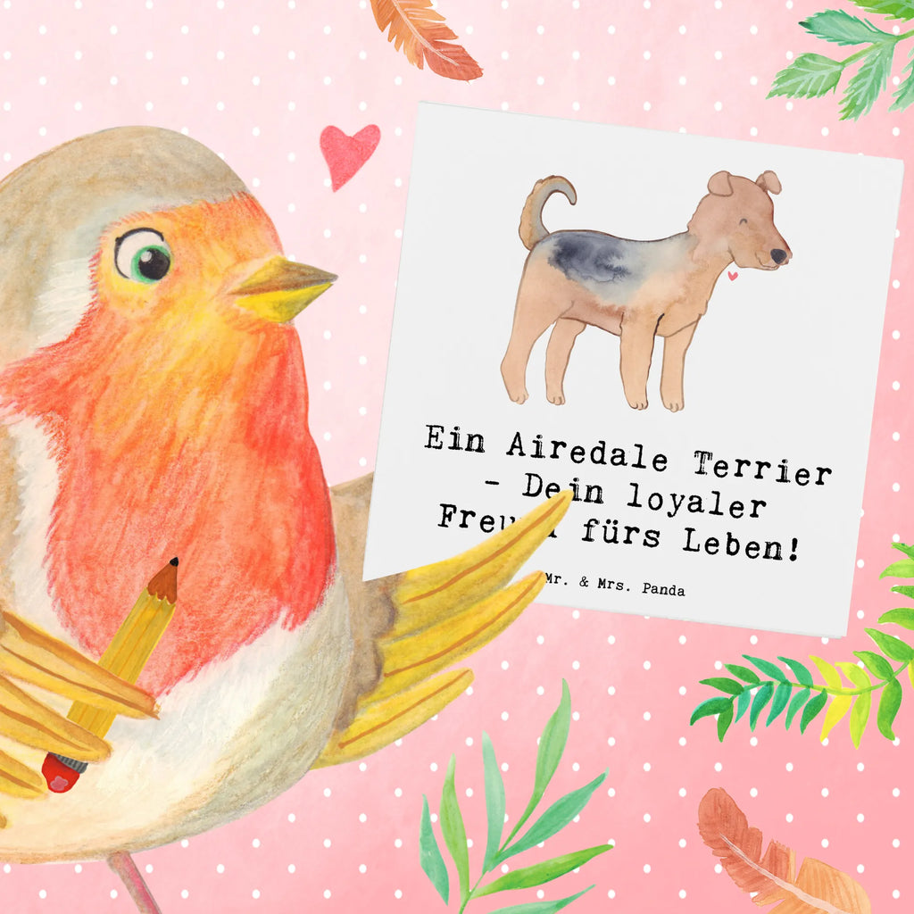 Deluxe Karte Airedale Terrier Karte, Hochwertige Klappkarte, Einladungskarte, Klappkarte, Grußkarte, Hochzeitskarte, Glückwunschkarte, Geburtstagskarte, Hochwertige Grußkarte, Hund, Hunderasse, Rassehund, Hundebesitzer, Geschenk, Tierfreund, Schenken, Welpe