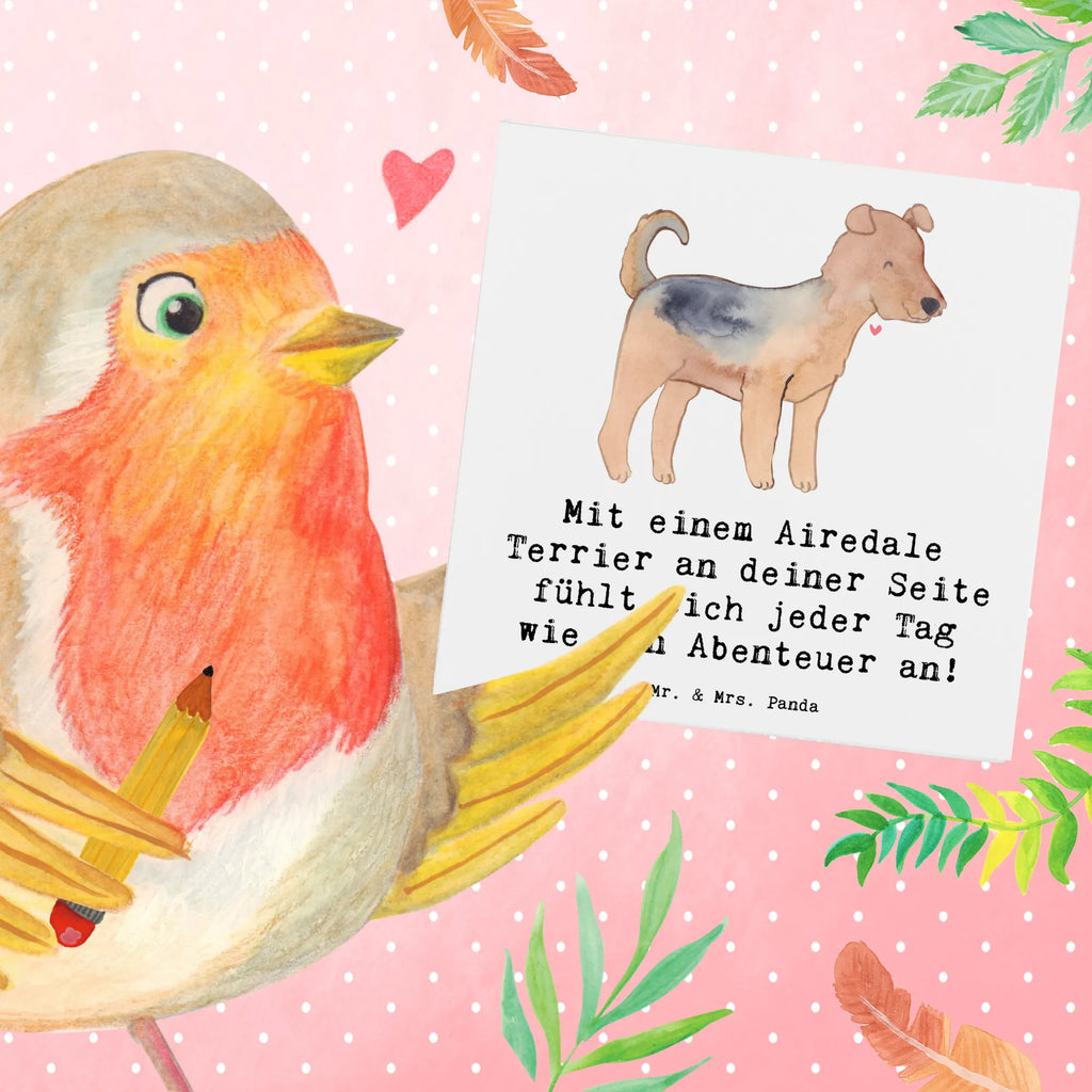 Deluxe Karte Airedale Terrier Abenteuer Hochzeitskarte, Glückwunschkarte, Grußkarte, Hochwertige Klappkarte, Karte, Geburtstagskarte, Klappkarte, Hochwertige Grußkarte, Einladungskarte, Hund, Hunderasse, Rassehund, Hundebesitzer, Geschenk, Tierfreund, Schenken, Welpe