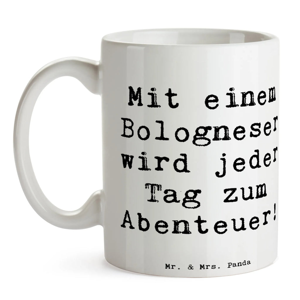 Tasse Spruch Bologneser Abenteuer Tasse, Keramiktasse, Tasse mit Zitaten, Bürotasse, Tasse mit Motiven, Porzellantasse, Teetasse, Geschenktasse, Kaffeetasse, Hund, Hunderasse, Rassehund, Hundebesitzer, Geschenk, Tierfreund, Schenken, Welpe
