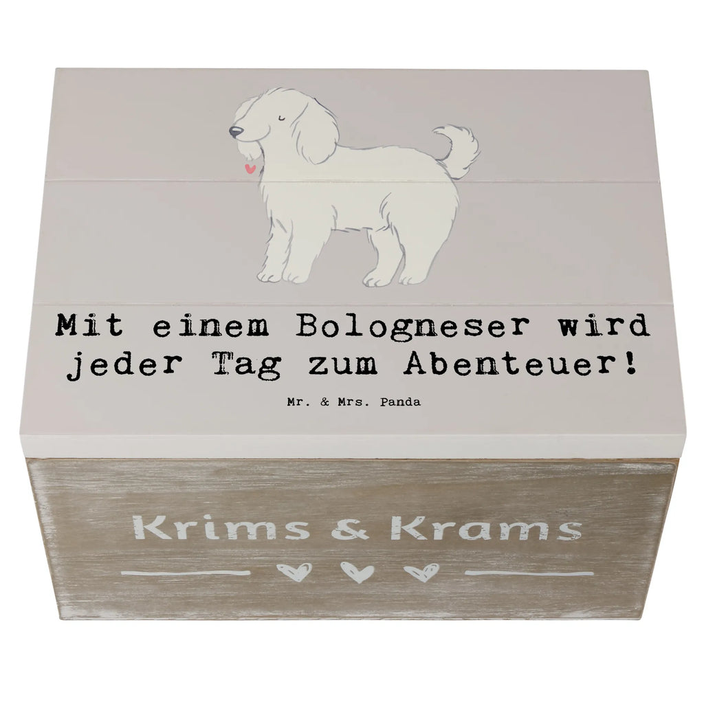 Holzkiste Bologneser Abenteuer Geschenkbox, Kiste, Schatzkiste, Aufbewahrungsbox, Schatulle, Holzkiste, XXL, Truhe, Erinnerungskiste, Erinnerungsbox, Dekokiste, Geschenkdose, Hund, Hunderasse, Rassehund, Hundebesitzer, Geschenk, Tierfreund, Schenken, Welpe