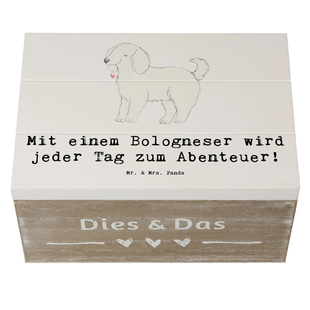 Holzkiste Bologneser Abenteuer Geschenkbox, Kiste, Schatzkiste, Aufbewahrungsbox, Schatulle, Holzkiste, XXL, Truhe, Erinnerungskiste, Erinnerungsbox, Dekokiste, Geschenkdose, Hund, Hunderasse, Rassehund, Hundebesitzer, Geschenk, Tierfreund, Schenken, Welpe