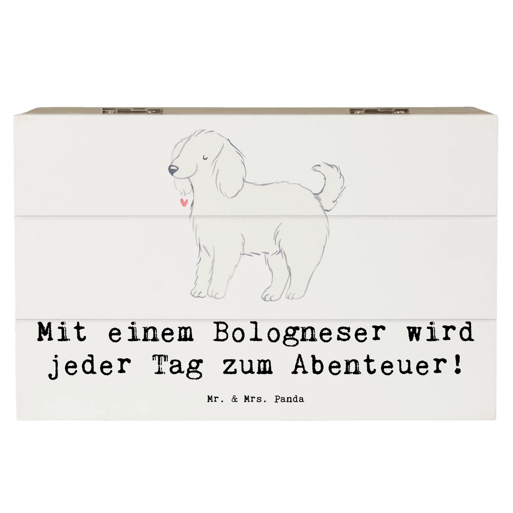 Holzkiste Bologneser Abenteuer Geschenkbox, Kiste, Schatzkiste, Aufbewahrungsbox, Schatulle, Holzkiste, XXL, Truhe, Erinnerungskiste, Erinnerungsbox, Dekokiste, Geschenkdose, Hund, Hunderasse, Rassehund, Hundebesitzer, Geschenk, Tierfreund, Schenken, Welpe