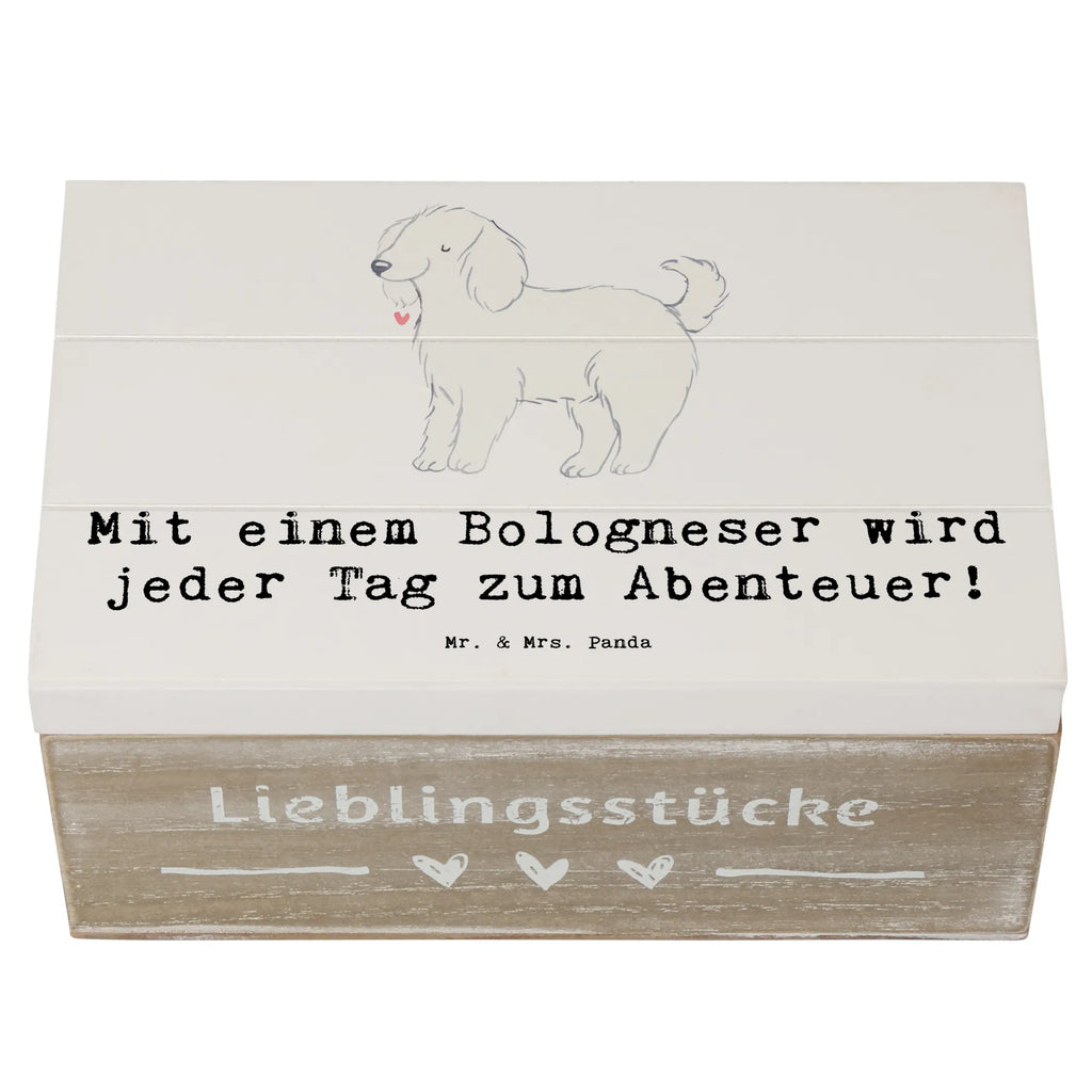 Holzkiste Bologneser Abenteuer Geschenkbox, Kiste, Schatzkiste, Aufbewahrungsbox, Schatulle, Holzkiste, XXL, Truhe, Erinnerungskiste, Erinnerungsbox, Dekokiste, Geschenkdose, Hund, Hunderasse, Rassehund, Hundebesitzer, Geschenk, Tierfreund, Schenken, Welpe