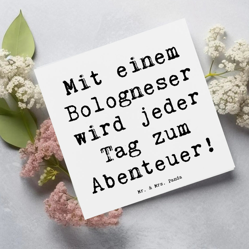 Deluxe Card Saying Mit einem Bologneser wird jeder Tag zum Abenteuer! Grußkarte, Hochwertige Klappkarte, Geburtstagskarte, Karte, Einladungskarte, Klappkarte, Hochzeitskarte, Glückwunschkarte, Hochwertige Grußkarte, Hund, Hunderasse, Rassehund, Hundebesitzer, Geschenk, Tierfreund, Schenken, Welpe