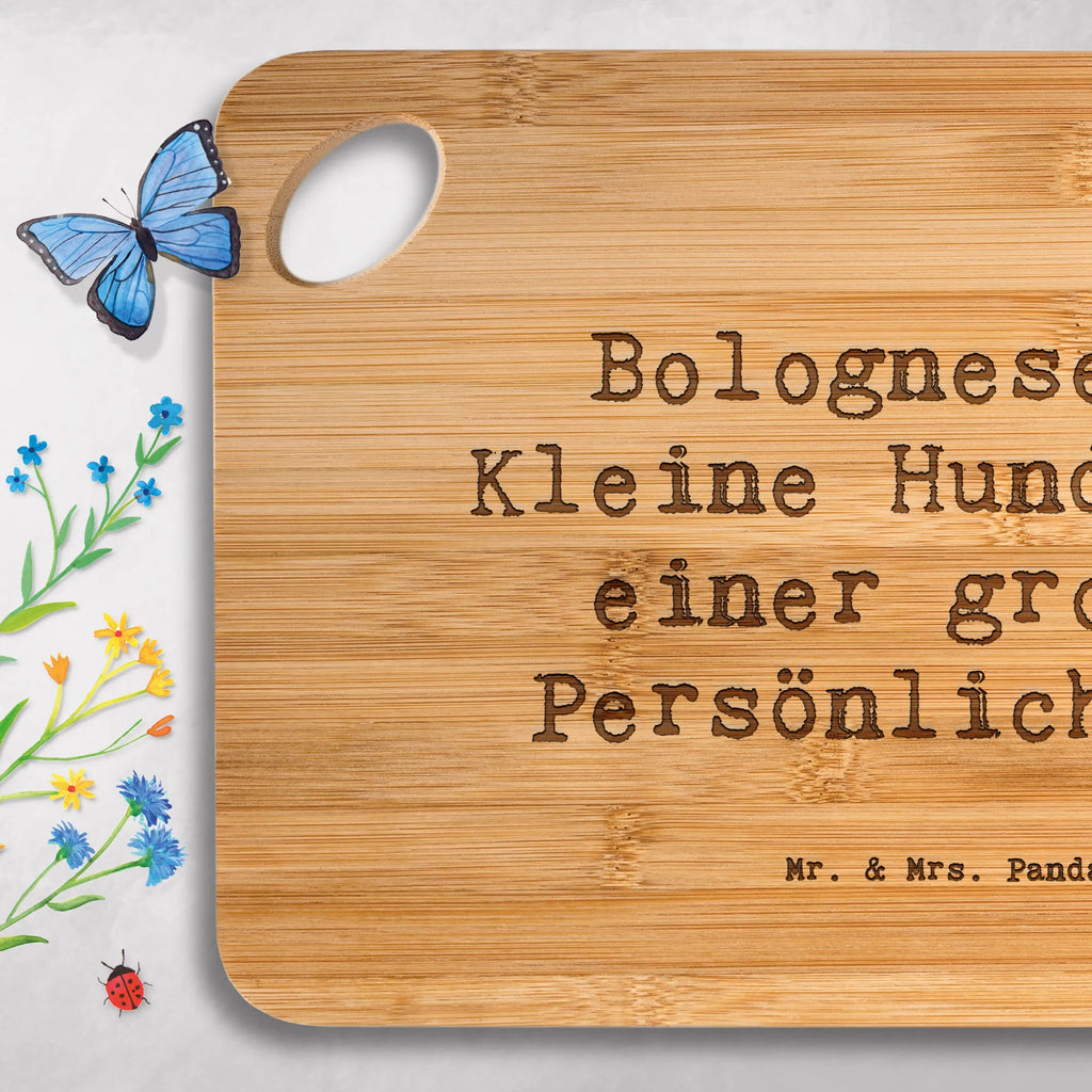 Bamboo chopping board Saying Bologneser - Kleine Hunde mit einer großen Persönlichkeit cutting block, cutting board, engraving, dulcimer, bamboo, breakfast board, breakfast, solid, nature, kitchen, board, kitchen board, wood, slices, robust, carving board, Dog, dog breed, purebred dog, dog owner, gift, animal lover, giving, puppy